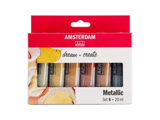 [90094368 1096249] Amsterdam Acrylfarbe Metallic 6 Tuben à 20 ml