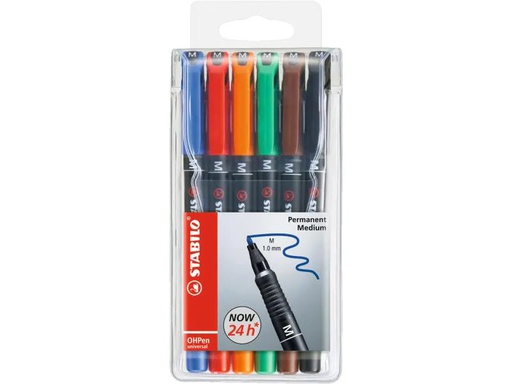[90094515 55779] STABILO Folienstift OHPen universal M permanent 6 Stück, Mehrfahrbig