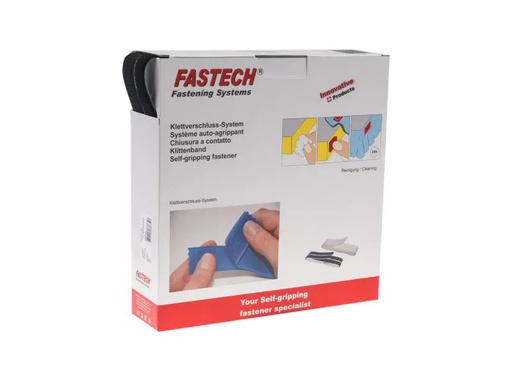 [90095212 906381] FASTECH Klettband-Box 25 mm x 25 m selbstklebend, Schwarz
