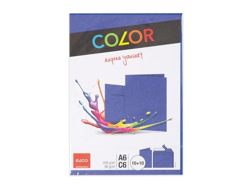 [90095263 1132493] ELCO Doppelkarte mit Couvert Color A6/C6 Blau, 20 Stück