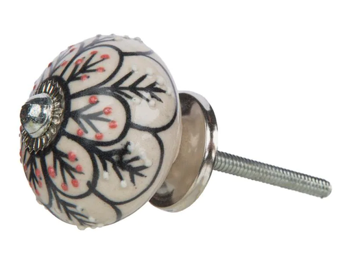 [90095552 1176599] Tranquillo Möbelgriff handgemacht, Ø 4 cm, Beige/Silber