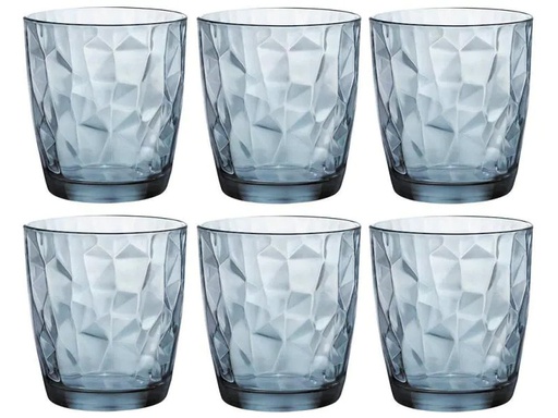 [90095624 969517] Bormioli Rocco Whiskyglas Diamond 300 ml, 6 Stück, Blau 