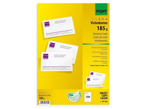 [90095780 1039713] Sigel Visitenkarte 3C Weiss, 150 Stück