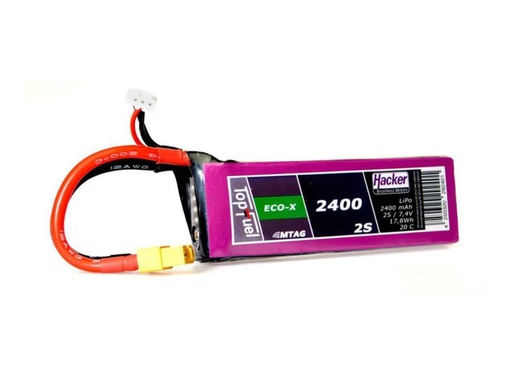 [90095832 1017053] Hacker RC-Akku LiPo 2400 mAh 7.4 V 20C TopFuel ECO-X MTAG