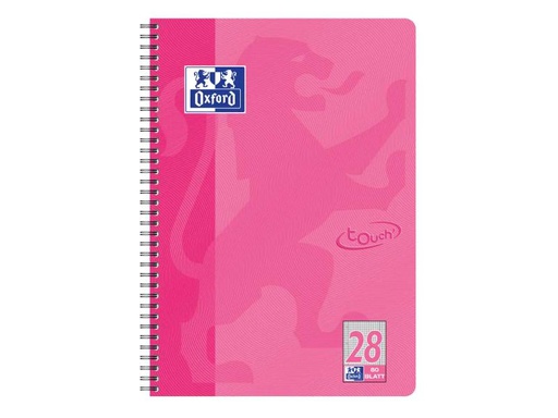 [90095901 793293] Oxford Notizheft Touch Collegeblock, A4, Kariert, Rosa