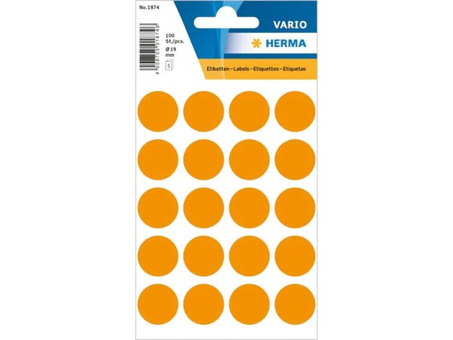 [90096414 1093046] Herma Stickers Klebepunkte Vario Ø 19 mm, Neonorange