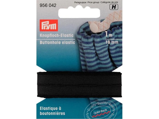 [90096511 1088088] Prym Elastikband mit Knopfloch, 18 mm, Schwarz