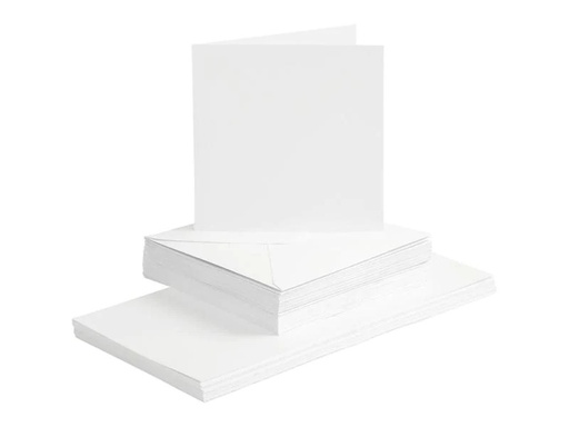 [90096552 937828] Creativ Company Blankokarte 15 x 15 cm 50 Sets, Weiss