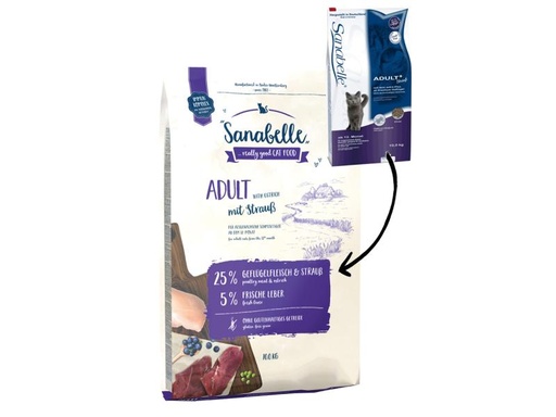 [90096592 562102] Sanabelle Trockenfutter Adult Strauss, 10 kg