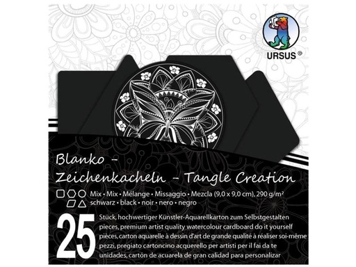 [90096858 1097368] URSUS Aquarellblock Kacheln, 9 x 9 cm, Schwarz, 25 Stück