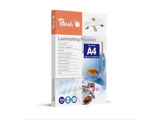 [90097031 819750] Peach Laminierfolie A4, 100 µm, 100 Stück, Glänzend