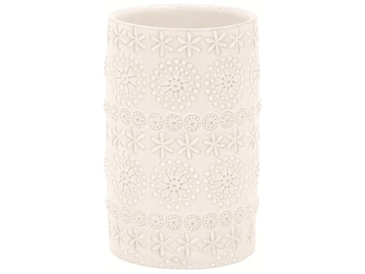 [90097180 1105736] spirella Zahnputzbecher Relief Weiss, Porzellan
