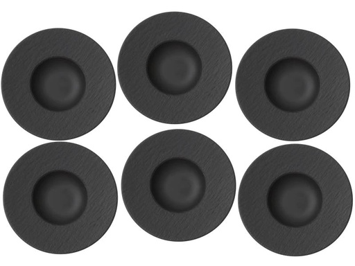 [90097312 757547] Villeroy &amp; Boch Suppen- &amp; Pastateller Manufacture Rock 6 Stk, Schwarz