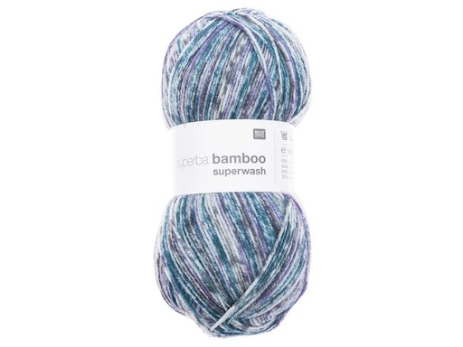 [90097421 1156822] Rico Design Wolle Bamboo für Socken 4-fädig, 100 g, Grau; Blau