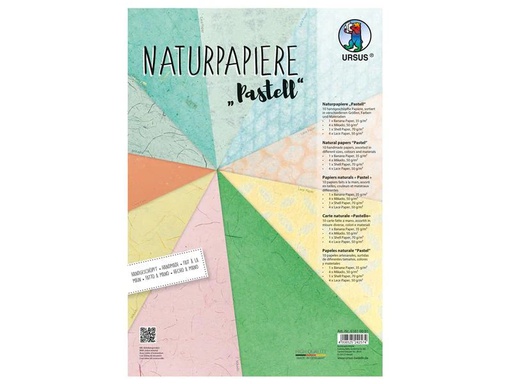 [90097731 1158304] URSUS Bastelpapier Naturpapier Pastell 23 x 33 cm, 70 g/m², 10 Bl