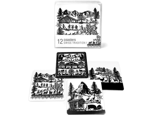 [90097818 1076474] Trendform Glasuntersetzer Swiss Tradition 1 12 Stück, Schwarz/Weiss