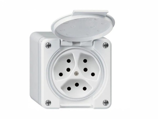 [90098156 1078287] Hager NAP-Steckdosen robusto 3xT13 mit Klappdeckel IP55