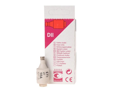 [90098193 721974] Elektromaterial Sicherungseinsatz DT II 10A träge, 5 Stück