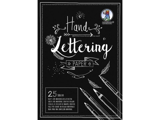 [90098357 1048651] URSUS Zeichenblock Handlettering  A4, 210 g/m², 25 Blatt, Schwarz