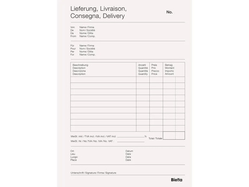[90098430 88921] Biella Durchschreibeblock Copy Block A5 Lieferschein