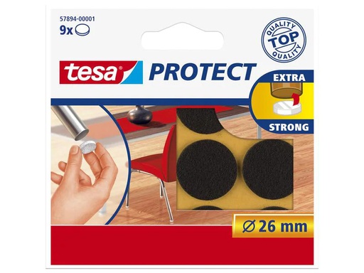 [90009856 1160721] tesa Stuhlbeingleiter Protect Ø 26 mm 9 Stück, Braun
