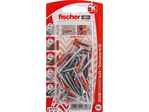 [90098864 683682] Fischer Dübel DUOPOWER 5 x 25 S, 18 Stück