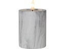 Star Trading LED-Kerze Pillar Flamme Marble Ø 7.5 x 12.5 cm, Grau
