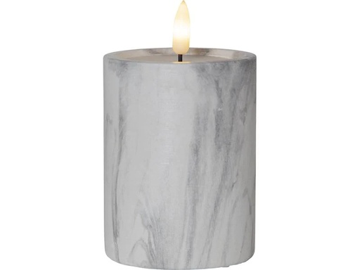 [90099540 1160562] Star Trading LED-Kerze Pillar Flamme Marble Ø 7.5 x 12.5 cm, Grau
