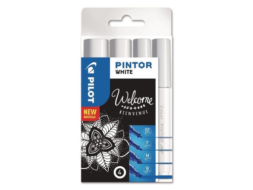 [90099586 927580] Pilot Permanent-Marker Pintor White 4-er Set