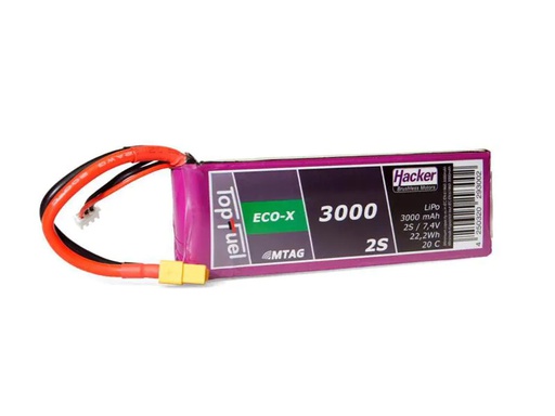 [90099625 1017059] Hacker RC-Akku LiPo 3000 mAh 7.4 V 20C TopFuel ECO-X MTAG