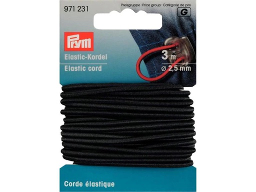 [90099809 1088102] Prym Elastikband Kordel 2.5 mm, Schwarz